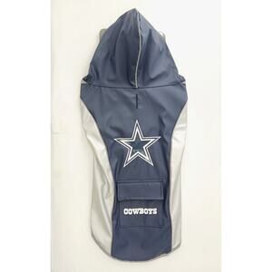 NFL Dallas Cowboys Pet Rain Jacket /Hood  Waterproof  Team Wear Navy White Large